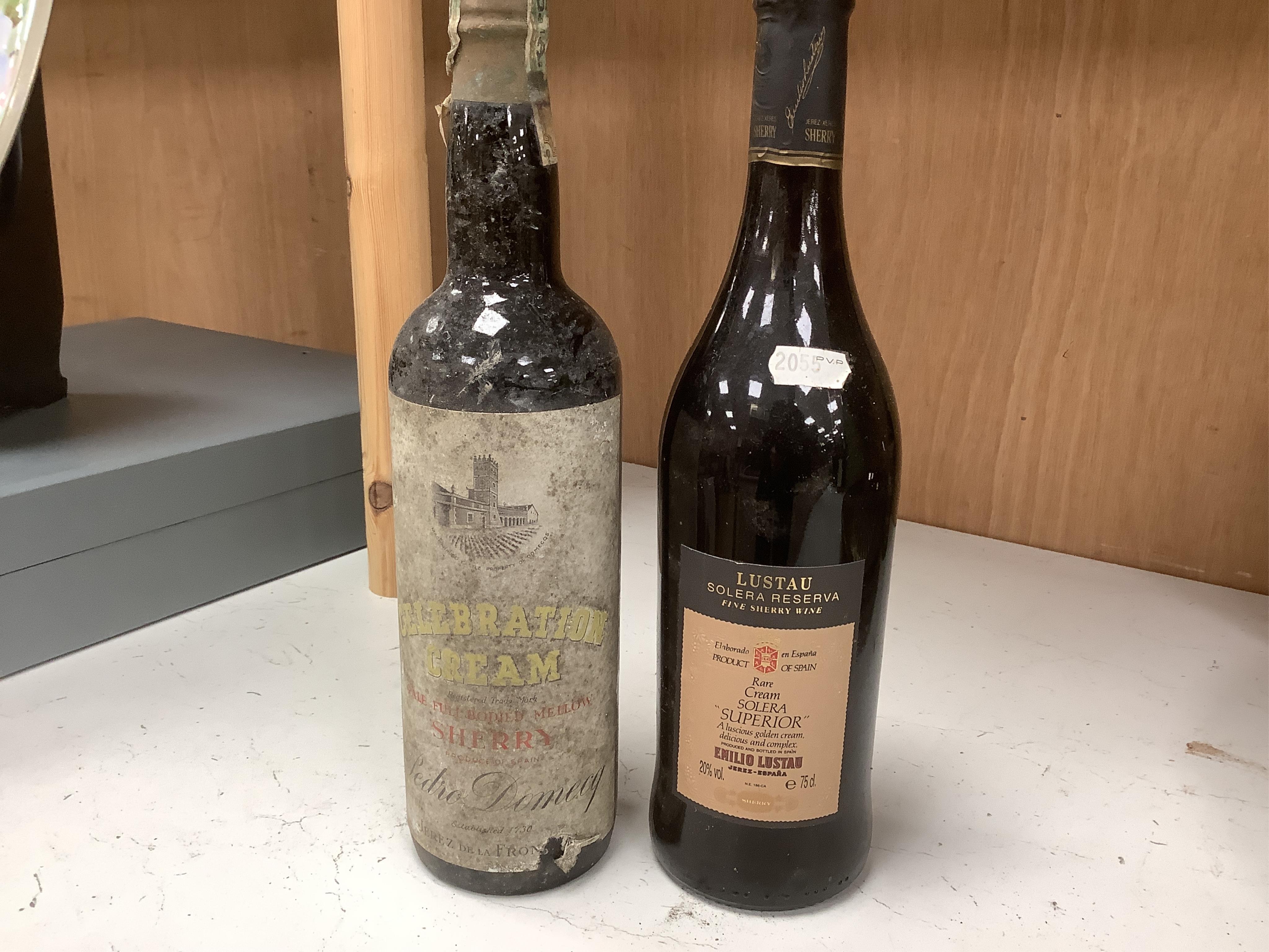 Twelve bottles of various Ports, Madeiras and Sherry, including a bottle of Graham’s vintage Port 1977. Condition - storage unknown